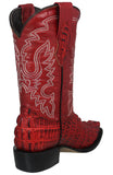 Mens #130 Red Cowboy Boots Crocodile Tail Print - J Toe