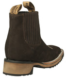 Mens #5050 Brown Chelsea Boots Nubuck Leather - Square Toe