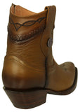 Womens Dixie Honey Brown Western Ankle Boots Leather - Snip Toe