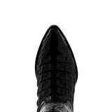 Mens #110 Black Alligator Back Print Leather Cowboy Boots - J Toe