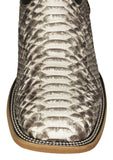 Mens Natural Cowboy Boots Python Skin Leather - Square Toe