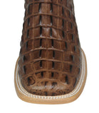 Mens Brown Cowboy Boots Crocodile Back Print - Square Toe