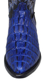 Mens #130 Blue Cowboy Boots Crocodile Tail Print - J Toe