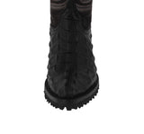 Mens Black Motorcycle Boots Crocodile Back Cut Print - J Toe