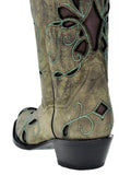 Womens Lauret Sand Cowboy Boots Floral Embroidered - Square Toe