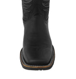 Mens #300 Black Western Boots Leather Rubber Soles - Square Toe