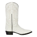 Mens Off White Ostrich Quill Print Cowboy Boots - J Toe
