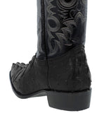 Mens #150 Black Crocodile & Ostrich Print Leather Cowboy Boots - J Toe