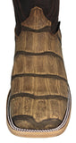 Mens #105N Honey Brown Cowboy Boots Alligator Big Belly Print - Square Toe