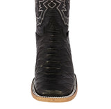 Mens #445 Black Western Boots Snake Print Leather - Square Toe
