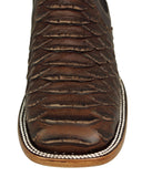 Mens Brown Chelsea Boots Snake Print Leather - Square Toe