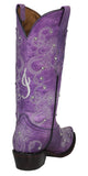 Womens "I Do' Purple Wedding Boots Leather - Snip Toe