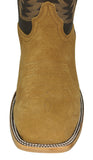 Mens #GAM2 Honey Brown Western Boots Suede Leather - Square Toe