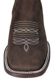 Mens #RGL4 Dark Brown Chelsea Ankle Boots Nubuck Leather - Square Toe