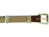 Mens Cognac Cowboy Dress Belt Ostrich Quill Print - Gold Links