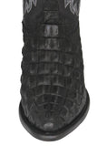 Mens Black Cowboy Boots Crocodile Back Print - J Toe