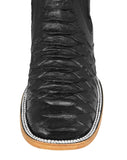 Mens Black Chelsea Boots Snake Print Leather - Square Toe