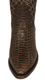 Mens Brown Cowboy Boots Snake Print Leather - J Toe