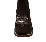 Mens Brown Chelsea Ankle Boots Nubuck Leather - Square Toe