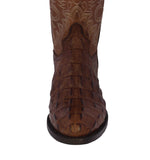 Mens #110 Brown Alligator Back Print Leather Cowboy Boots - Round Toe