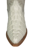 Mens White Cowboy Boots Crocodile Tail Print - 3X Toe