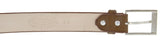 Light Brown Western Cowboy Belt Solid Grain Leather - Silver Buckle