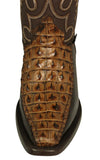 Mens #110R Honey Brown Cowboy Boots Crocodile Back Print - Square Toe