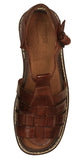 Men's Brown Genuine Ankle Strap Slip On Leather Mexican Huaraches Sandals 011