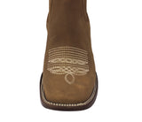 Mens Light Brown Chelsea Ankle Boots Nubuck Leather - Square Toe