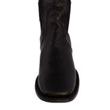 Mens Black Leather Chelsea Ankle Boots Western Dress - Square Toe