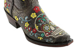 Womens Catrina Black Cowboy Boots Distressed Leather - Snip Toe