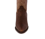 Mens Brown Snake Python Print Leather Cowboy Boots J Toe