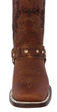 Womens Dallas Cognac Western Boots Leather Removable Straps - Square Toe
