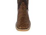 Mens Honey Brown Cowboy Boots Hand Toole Leather - Square Toe