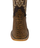 Mens Honey Brown Cowboy Boots Ostrich Leg Print Leather - Square Toe