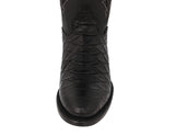 Mens Black Cowboy Boots Anaconda Print Leather - Round Toe