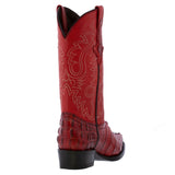 Mens Red Alligator Tail Print Leather Cowboy Boots J Toe