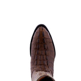 Mens #130 Brown Alligator Tail Print Leather Cowboy Boots - Round Toe