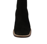 Mens Black Chelsea Boots Nubuck Leather - Square Toe