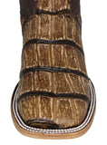 Mens #105N Sand Cowboy Boots Alligator Big Belly Print - Square Toe