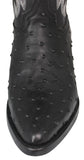 Mens #210 Black Cowboy Boots Ostrich Quill Print Leather - J Toe