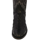 Mens #110 Black Alligator Back Print Leather Cowboy Boots - Round Toe