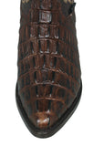 Mens #130 Brown Cowboy Boots Crocodile Tail Print - J Toe