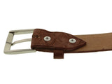 Cognac Western Cowboy Belt Anteater Print Leather - Silver Buckle
