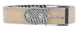 Natural Western Cowboy Belt Snake Print Leather - Silver Buckle