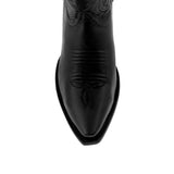 Mens Black Cowboy Boots Western Wear Solid Leather Snip Toe