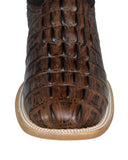 Mens Brown Cowboy Boots Crocodile Tail Print - Square Toe