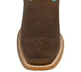 Womens Jesse Brown & Turquoise Western Boots Classic Leather - Square Toe