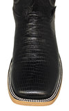 Mens #175N Black Cowboy Boots Teju Lizard Print - Square Toe