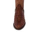 Mens #130 Cognac Alligator Tail Print Leather Cowboy Boots - Round Toe